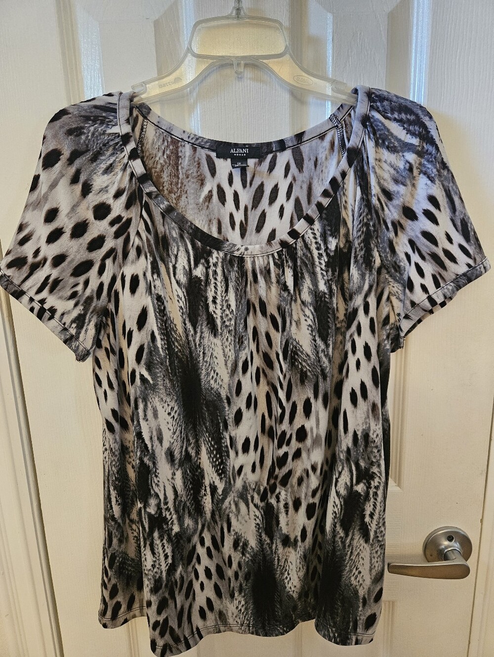 Alfani Woman 1X Print Short Sleeve Blouse